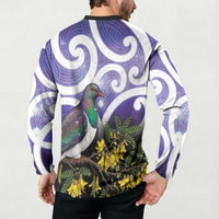 Kekeru New Zealand Matariki Button Sweatshirt Kukupa Kowhai Maori New Year Purple Version