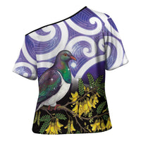 Kekeru New Zealand Matariki Cross Shoulder Shirt Kukupa Kowhai Maori New Year Purple Version LT14 - Polynesian Pride