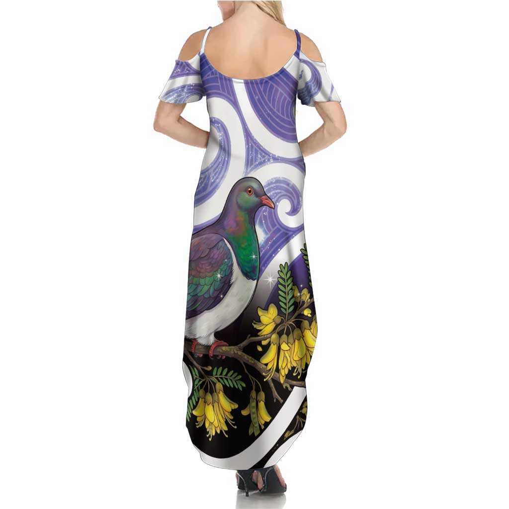 Kekeru New Zealand Matariki Family Matching Summer Maxi Dress and Hawaiian Shirt Kukupa Kowhai Maori New Year Purple Version LT14 - Polynesian Pride