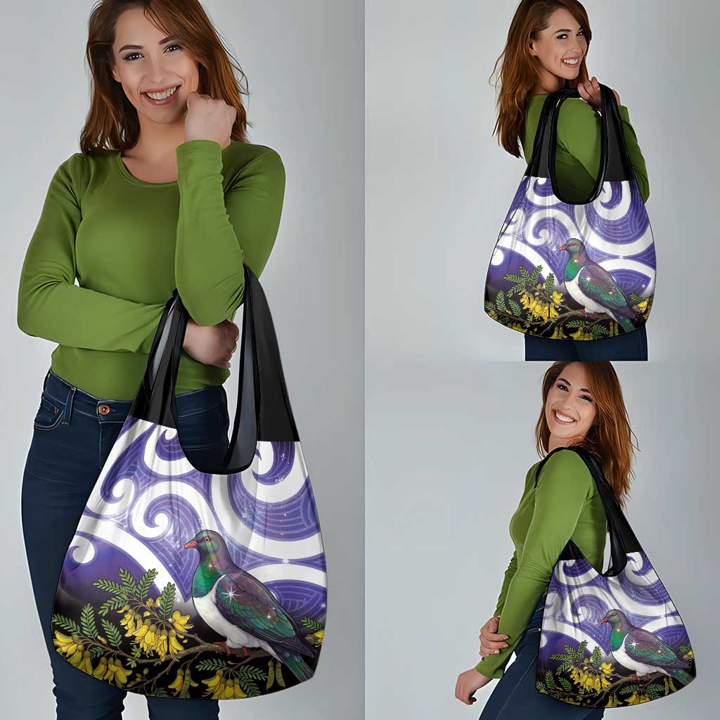 Kekeru New Zealand Matariki Grocery Bag Kukupa Kowhai Maori New Year Purple Version