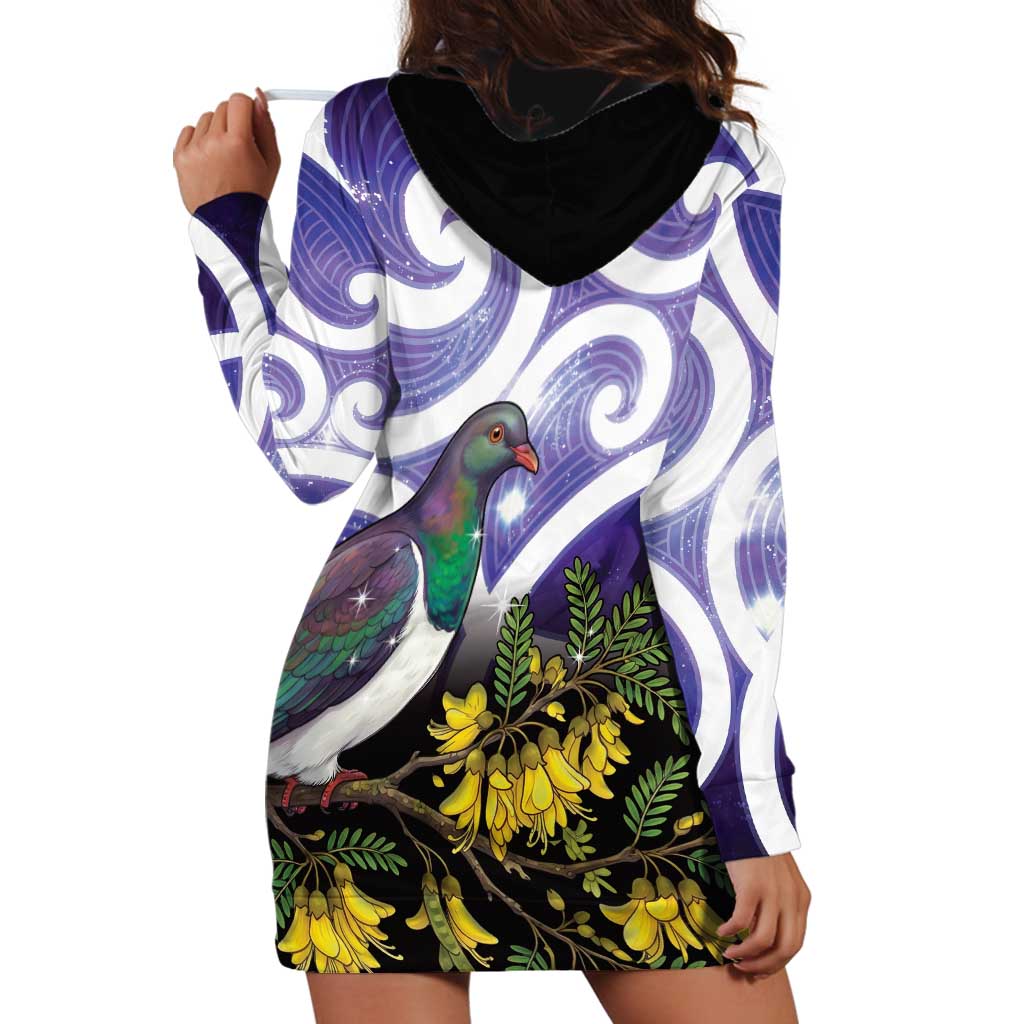 Kekeru New Zealand Matariki Hoodie Dress Kukupa Kowhai Maori New Year Purple Version LT14 - Polynesian Pride