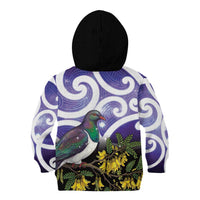 Kekeru New Zealand Matariki Kid Hoodie Kukupa Kowhai Maori New Year Purple Version LT14 - Polynesian Pride