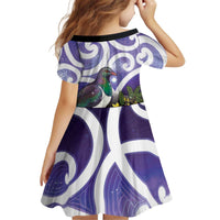 Kekeru New Zealand Matariki Kid Short Sleeve Dress Kukupa Kowhai Maori New Year Purple Version LT14 - Polynesian Pride