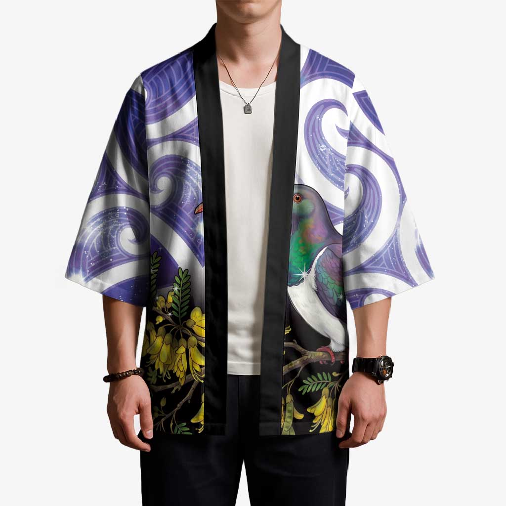 Kekeru New Zealand Matariki Kimono Kukupa Kowhai Maori New Year Purple Version