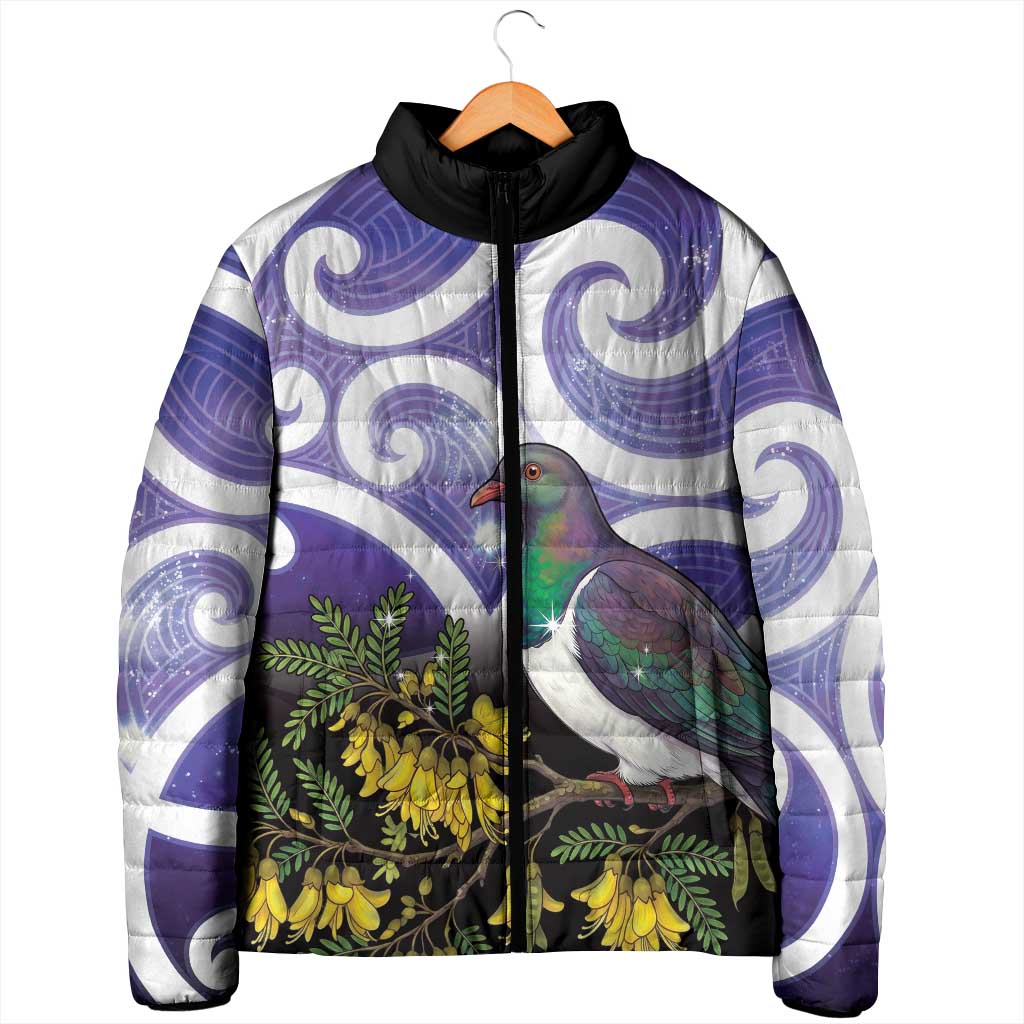 Kekeru New Zealand Matariki Padded Jacket Kukupa Kowhai Maori New Year Purple Version