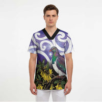Kekeru New Zealand Matariki Scrub Top Kukupa Kowhai Maori New Year Purple Version