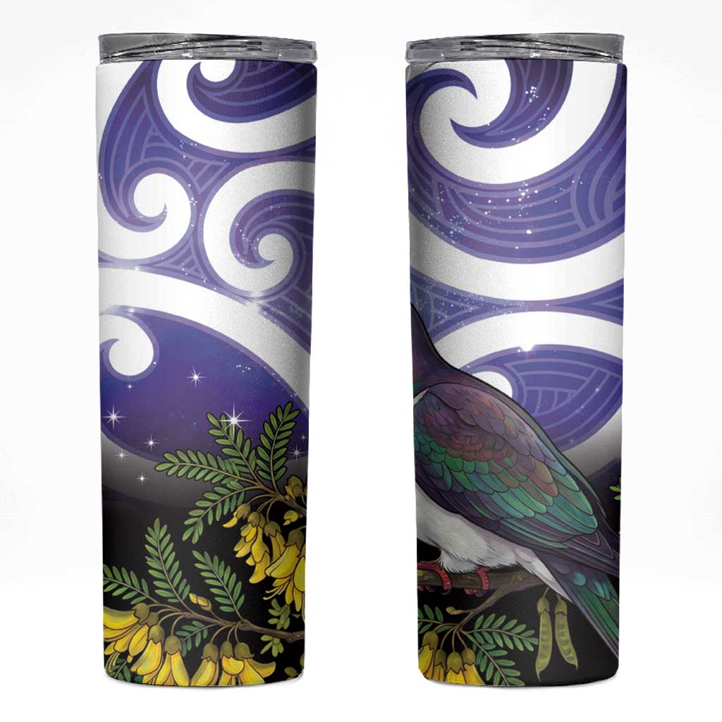 Kekeru New Zealand Matariki Skinny Tumbler Kukupa Kowhai Maori New Year Purple Version