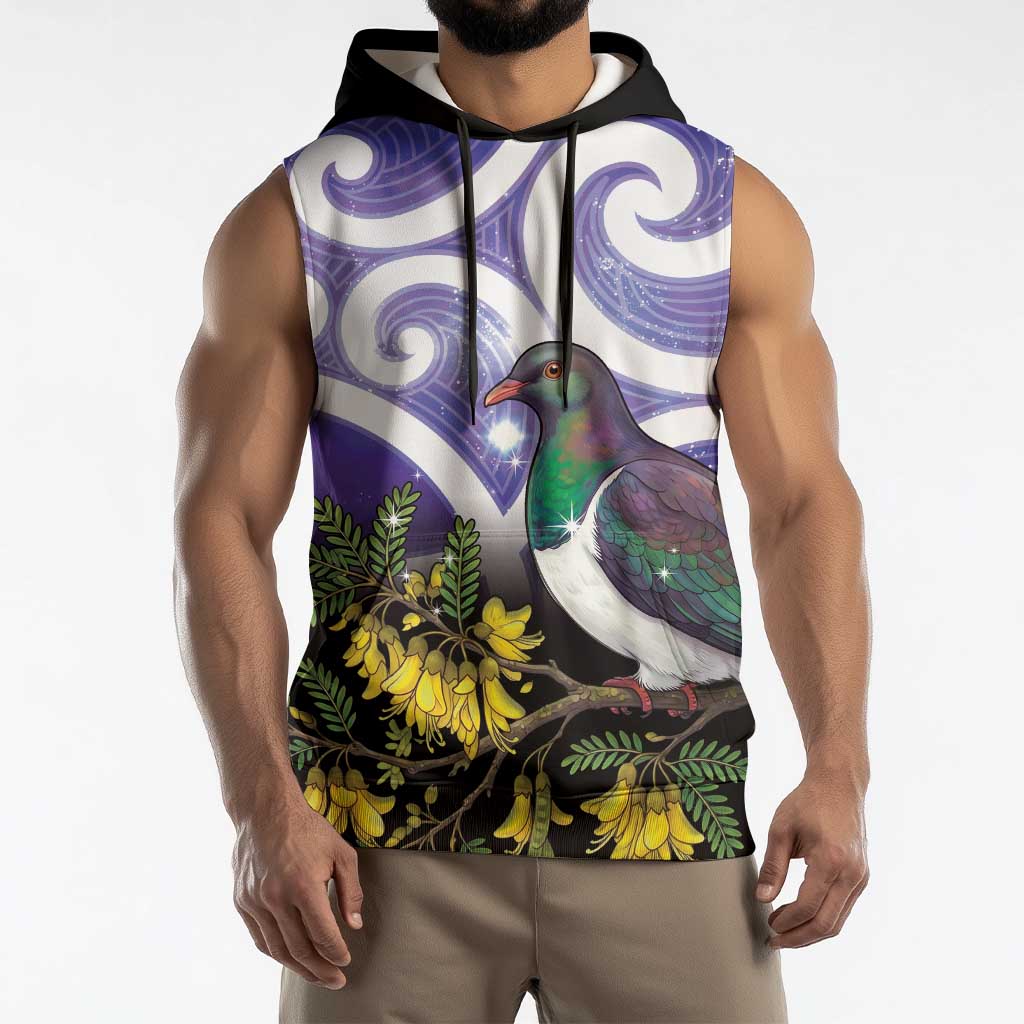 Kekeru New Zealand Matariki Sleeveless Hoodie Kukupa Kowhai Maori New Year Purple Version LT14 - Polynesian Pride