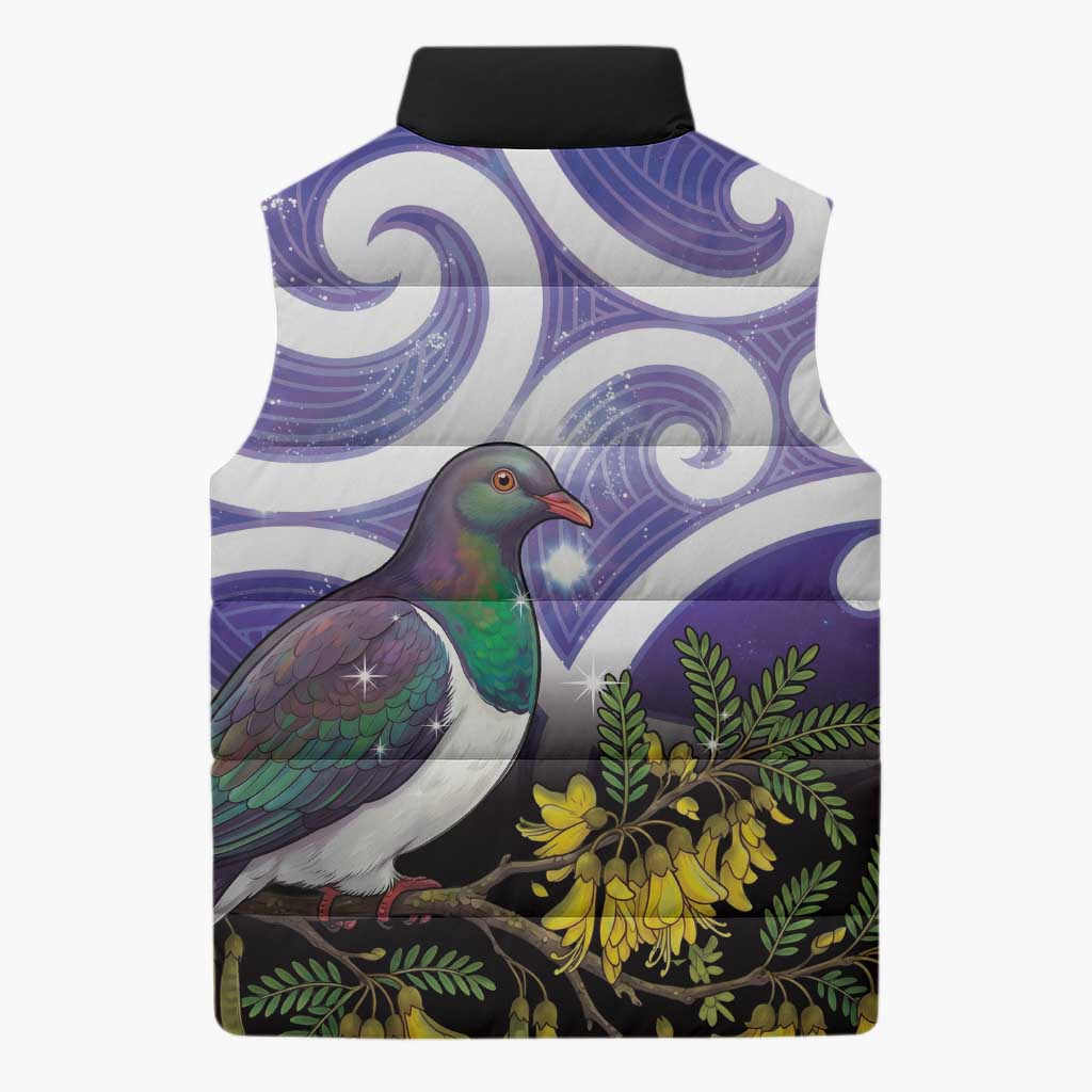 Kekeru New Zealand Matariki Sleeveless Puffer Jacket Kukupa Kowhai Maori New Year Purple Version