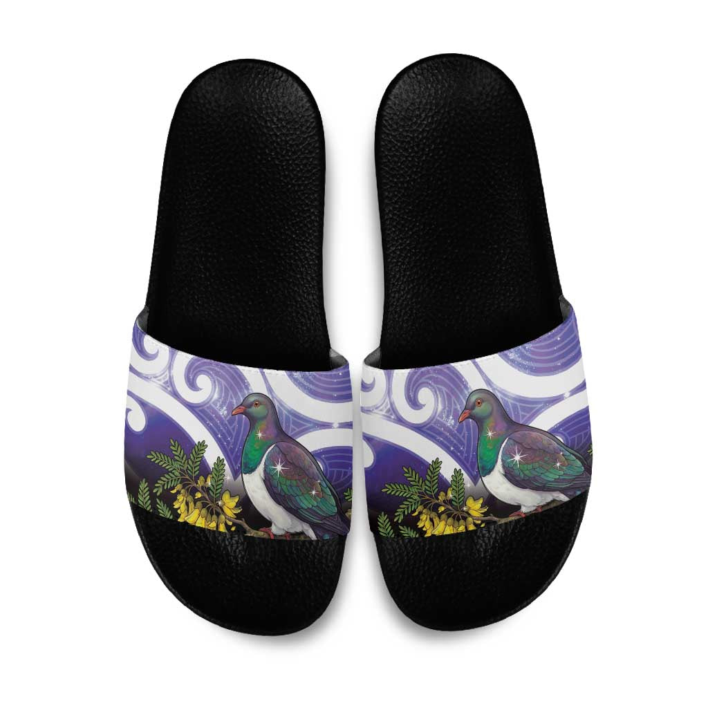 Kekeru New Zealand Matariki Slide Sandals Kukupa Kowhai Maori New Year Purple Version