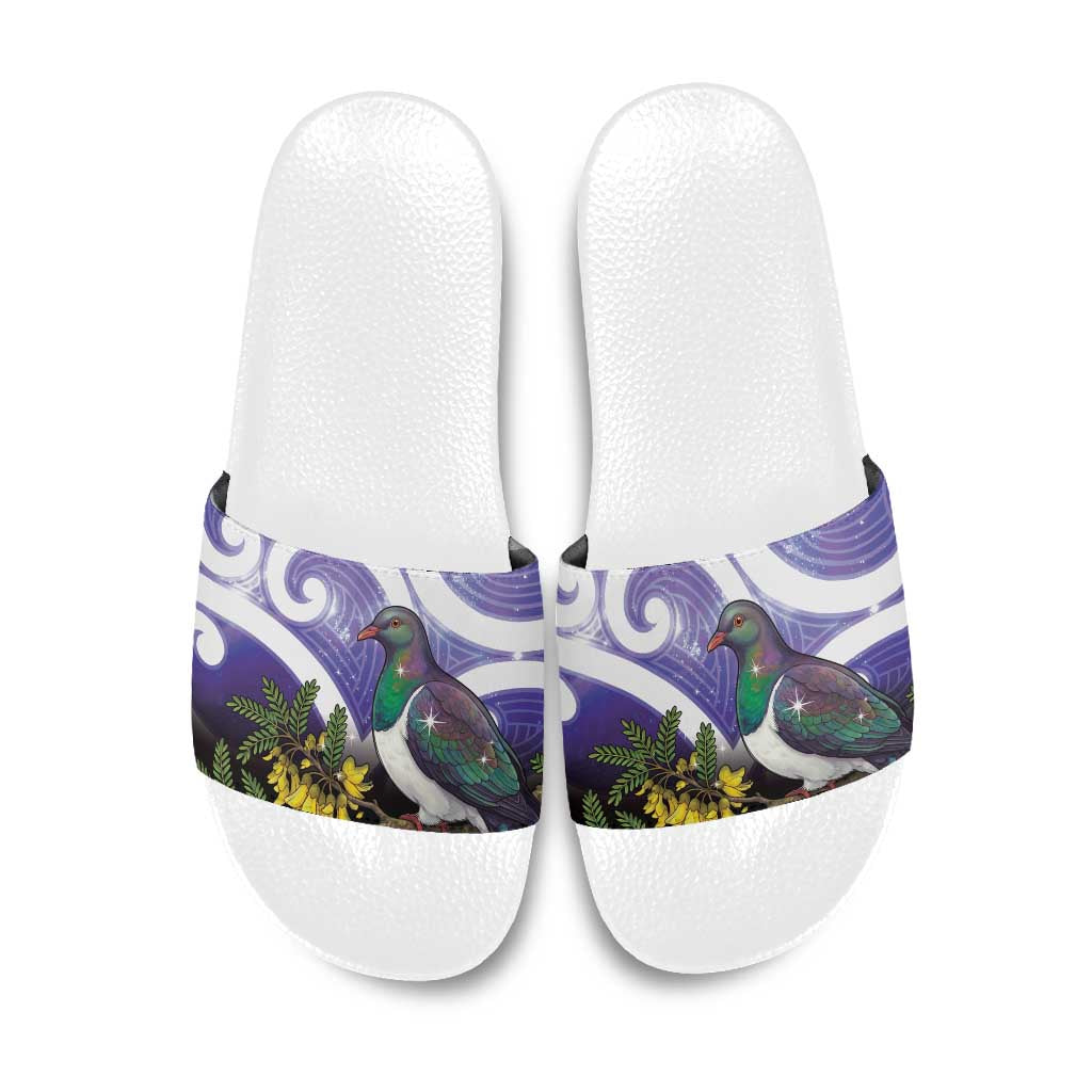 Kekeru New Zealand Matariki Slide Sandals Kukupa Kowhai Maori New Year Purple Version