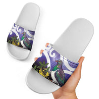 Kekeru New Zealand Matariki Slide Sandals Kukupa Kowhai Maori New Year Purple Version