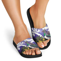 Kekeru New Zealand Matariki Slide Sandals Kukupa Kowhai Maori New Year Purple Version