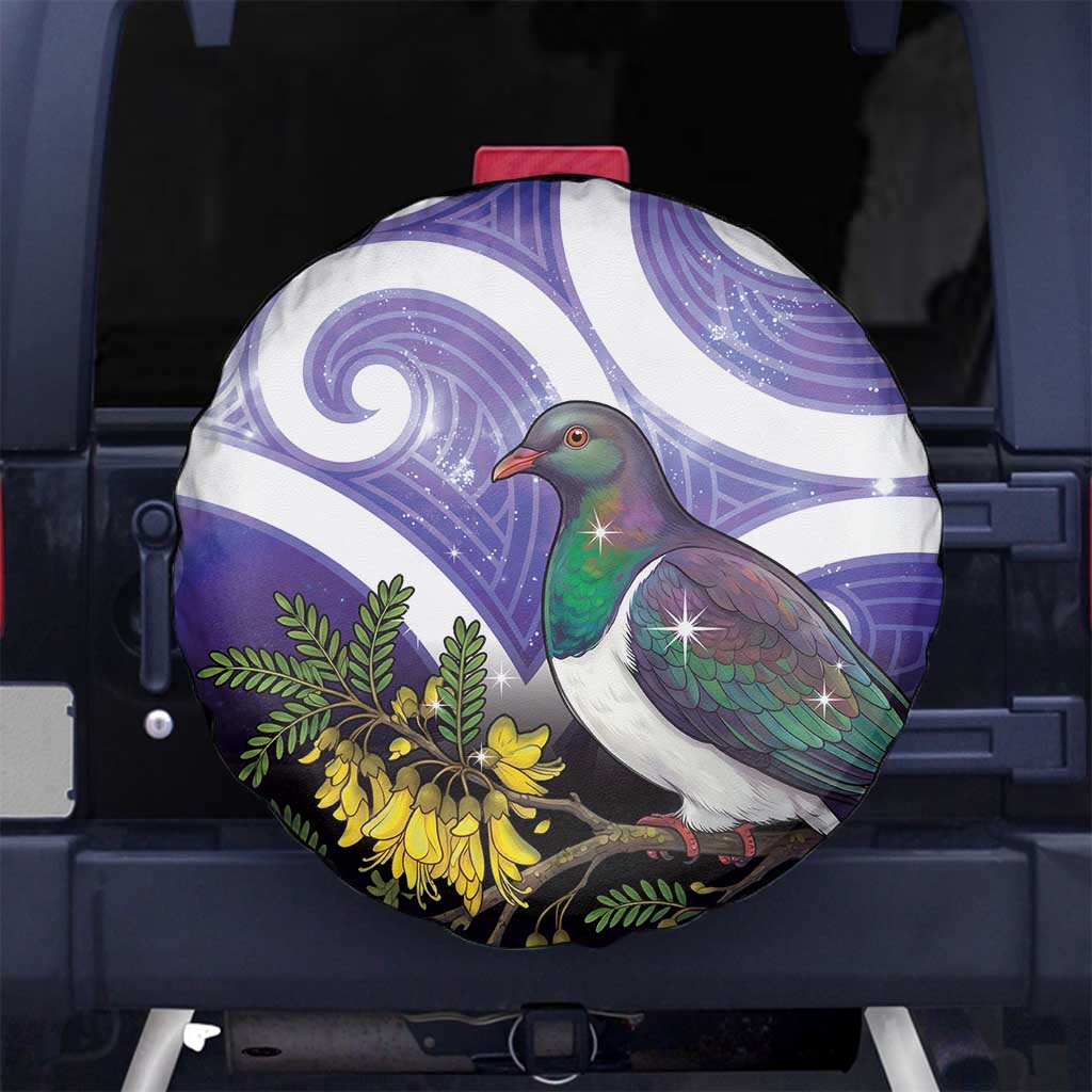 Kekeru New Zealand Matariki Spare Tire Cover Kukupa Kowhai Maori New Year Purple Version LT14 No hole Purple - Polynesian Pride