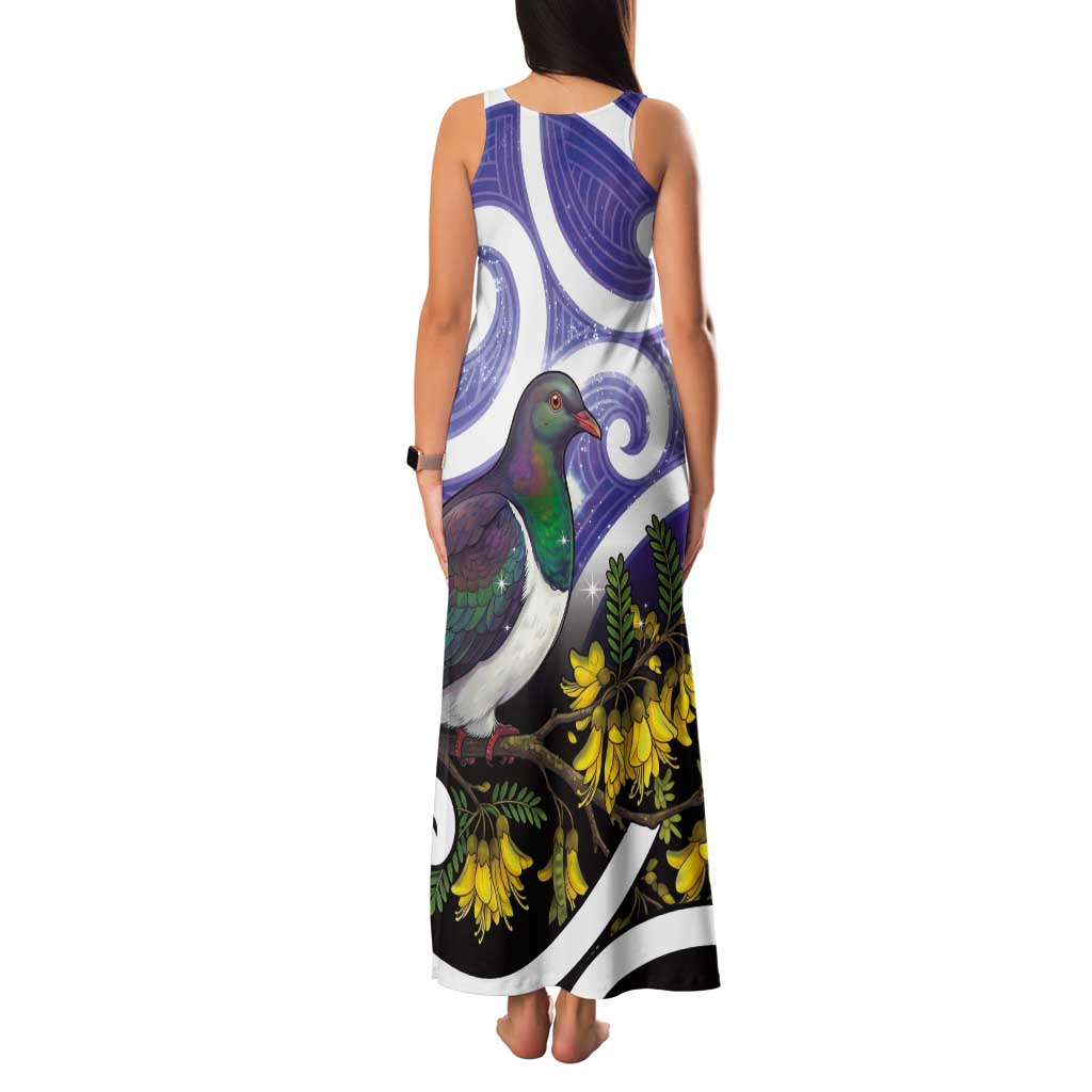 Kekeru New Zealand Matariki Tank Maxi Dress Kukupa Kowhai Maori New Year Purple Version LT14 - Polynesian Pride