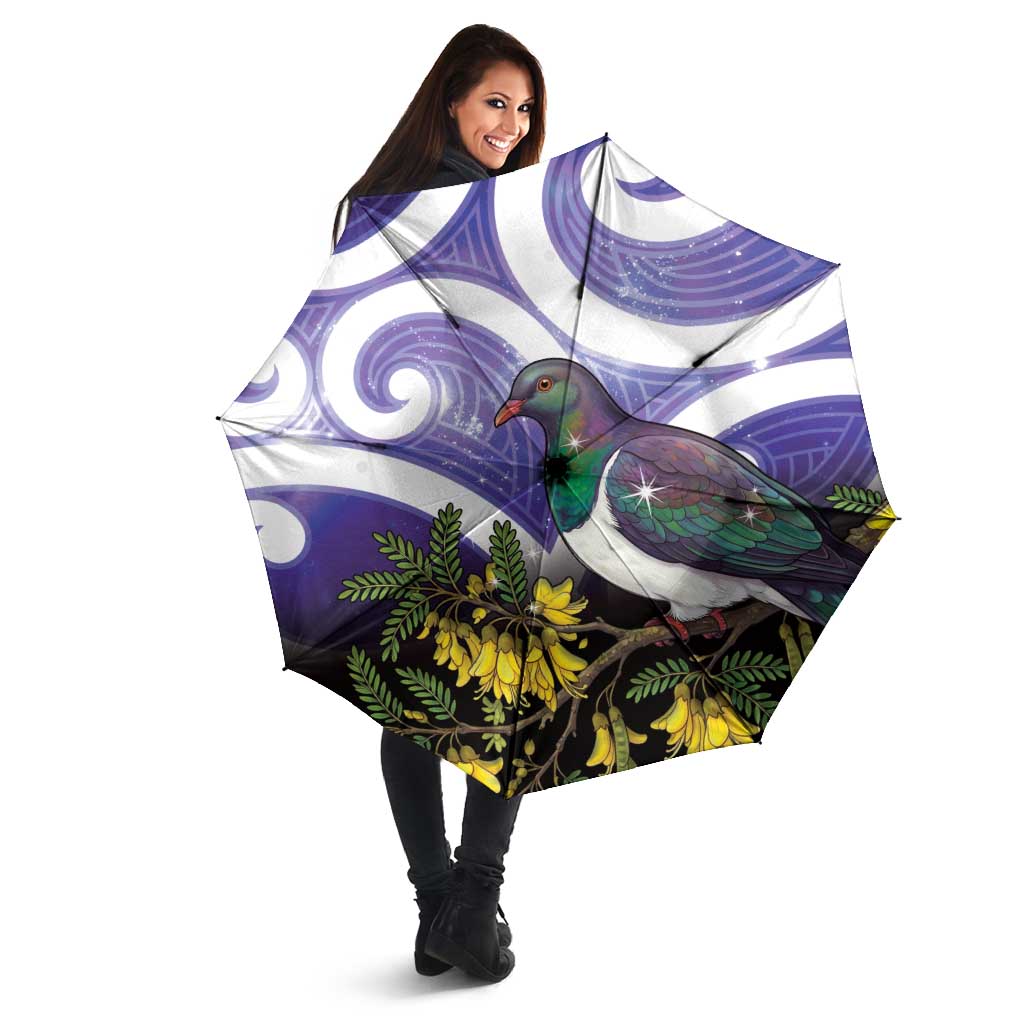Kekeru New Zealand Matariki Umbrella Kukupa Kowhai Maori New Year Purple Version