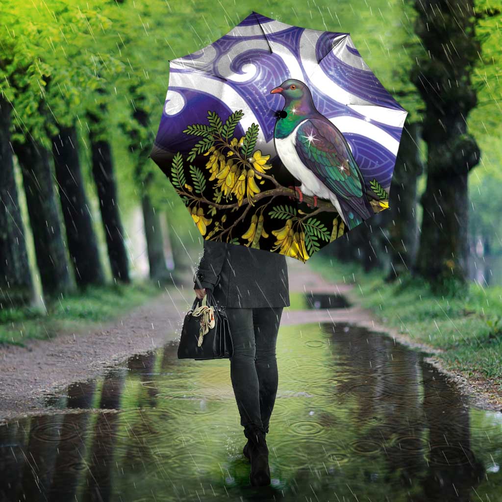Kekeru New Zealand Matariki Umbrella Kukupa Kowhai Maori New Year Purple Version