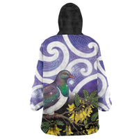 Kekeru New Zealand Matariki Wearable Blanket Hoodie Kukupa Kowhai Maori New Year Purple Version LT14 - Polynesian Pride