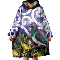 Kekeru New Zealand Matariki Wearable Blanket Hoodie Kukupa Kowhai Maori New Year Purple Version LT14 - Polynesian Pride