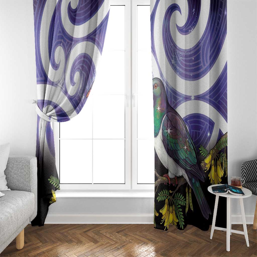 Kekeru New Zealand Matariki Window Curtain Kukupa Kowhai Maori New Year Purple Version
