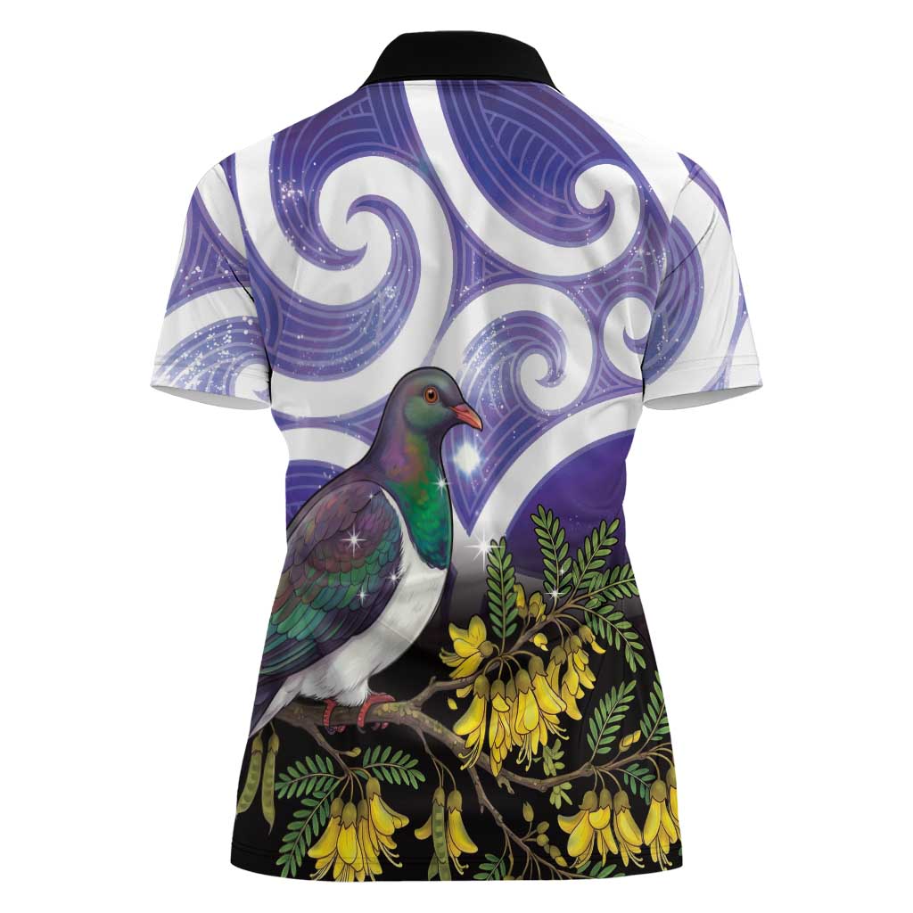 Kekeru New Zealand Matariki Women Polo Shirt Kukupa Kowhai Maori New Year Purple Version LT14 - Polynesian Pride