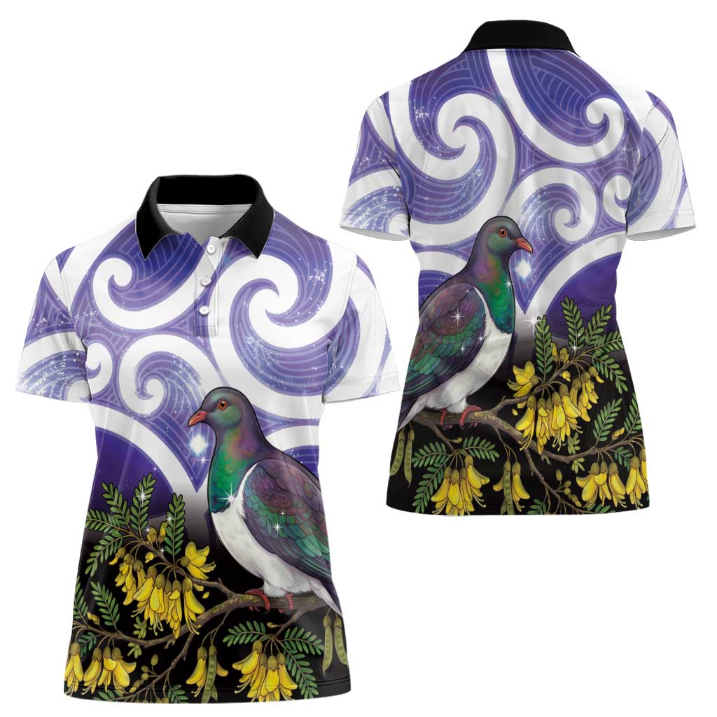 Kekeru New Zealand Matariki Women Polo Shirt Kukupa Kowhai Maori New Year Purple Version LT14 - Polynesian Pride