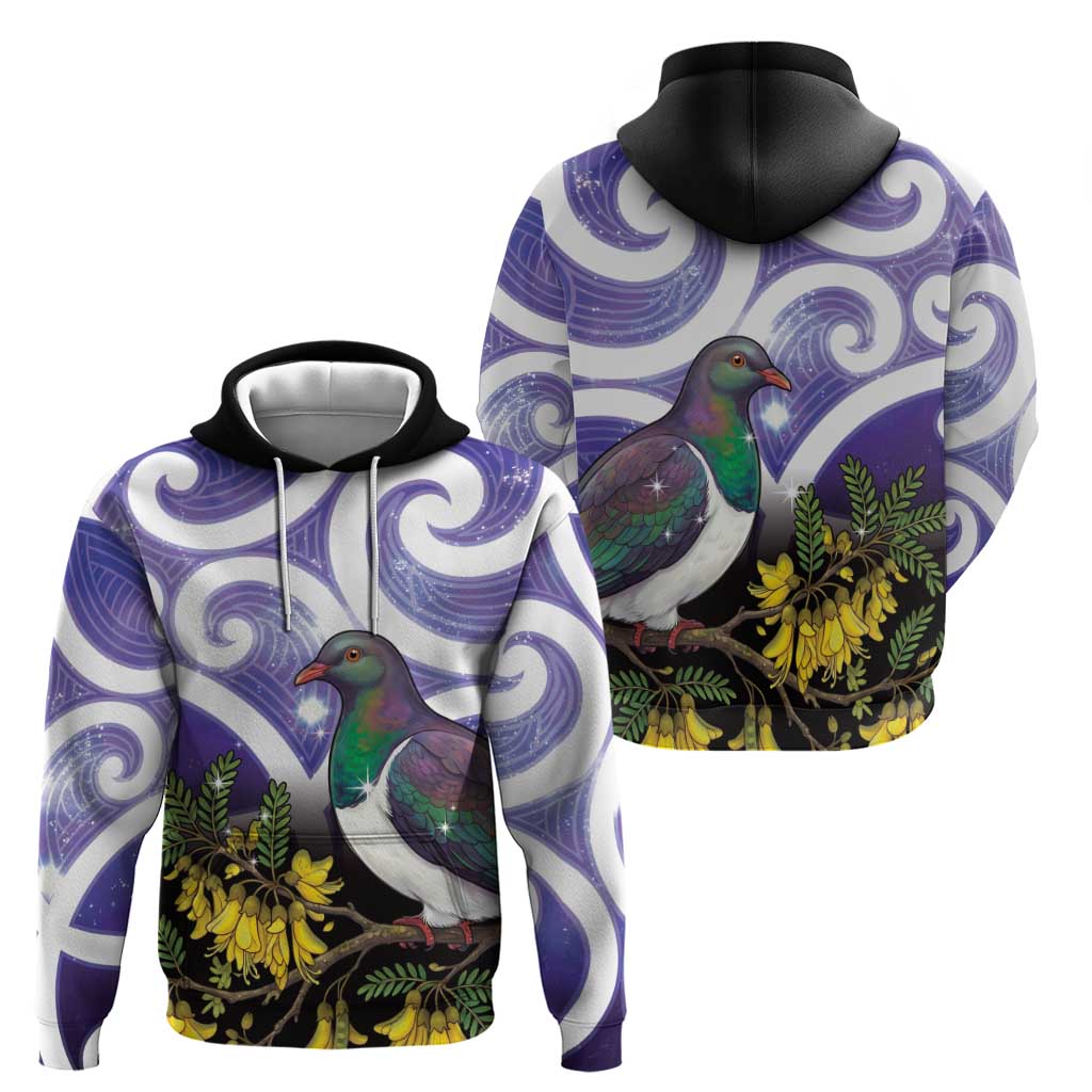Kekeru New Zealand Matariki Zip Hoodie Kukupa Kowhai Maori New Year Purple Version LT14 - Polynesian Pride