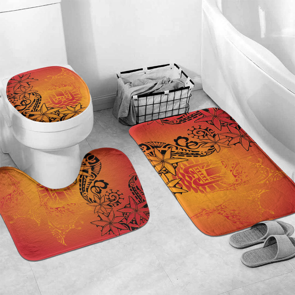 French Polynesia Manta Ray Tattoo Bathroom Set Tahiti Hahalua Tiare Maori Gradient Style