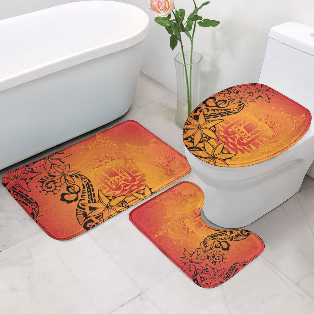 French Polynesia Manta Ray Tattoo Bathroom Set Tahiti Hahalua Tiare Maori Gradient Style
