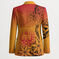 French Polynesia Manta Ray Tattoo Blazer Tahiti Hahalua Tiare Maori Gradient Style