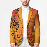 French Polynesia Manta Ray Tattoo Blazer Tahiti Hahalua Tiare Maori Gradient Style