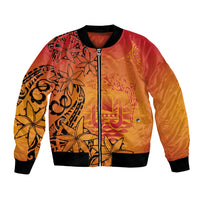 French Polynesia Manta Ray Tattoo Bomber Jacket Tahiti Hahalua Tiare Maori Gradient Style