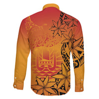 French Polynesia Manta Ray Tattoo Family Matching Off The Shoulder Long Sleeve Dress and Hawaiian Shirt Tahiti Hahalua Tiare Maori Gradient Style LT14 - Polynesian Pride