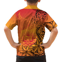 French Polynesia Manta Ray Tattoo Family Matching Off Shoulder Short Dress and Hawaiian Shirt Tahiti Hahalua Tiare Maori Gradient Style LT14 - Polynesian Pride