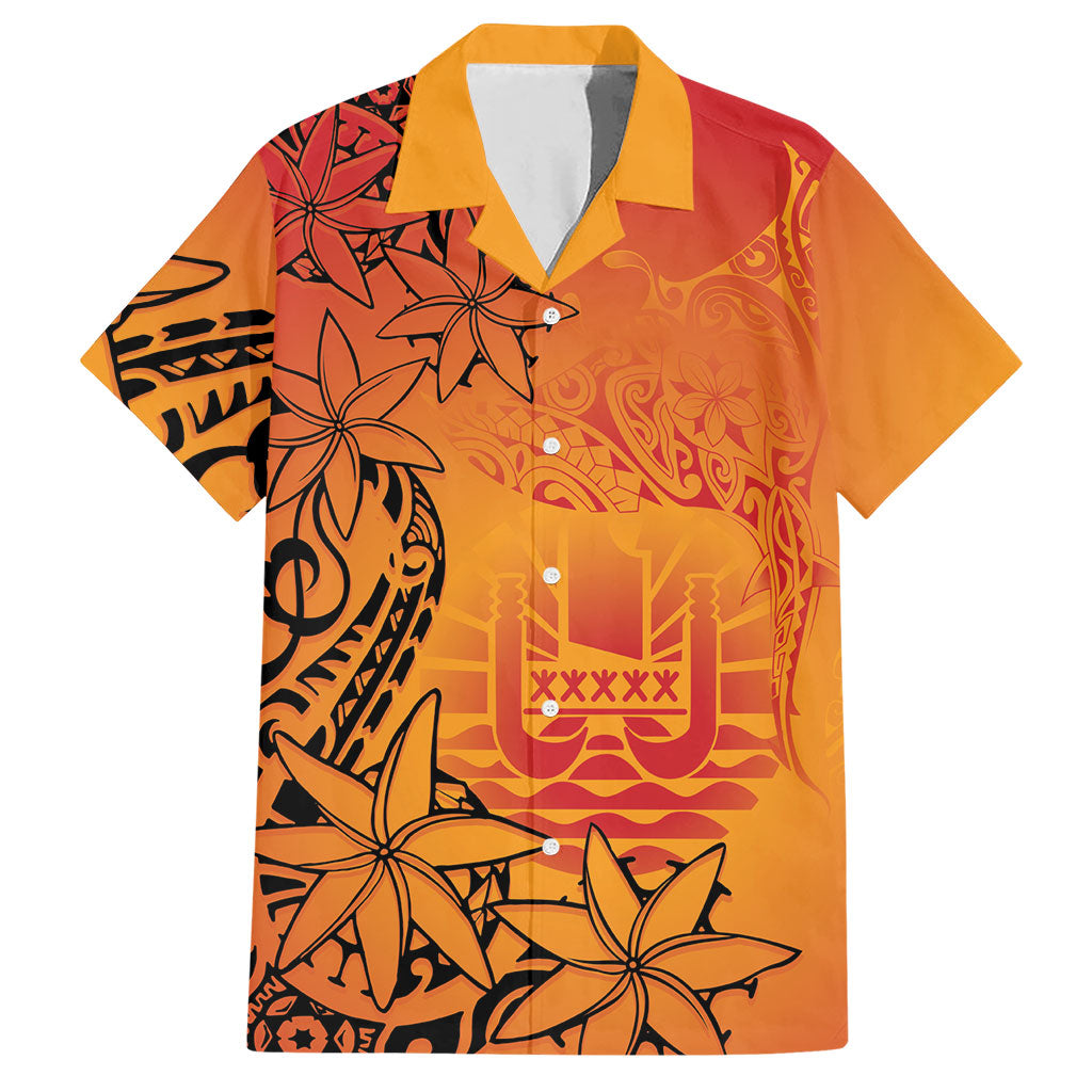 French Polynesia Manta Ray Tattoo Hawaiian Shirt Tahiti Hahalua Tiare Maori Gradient Style