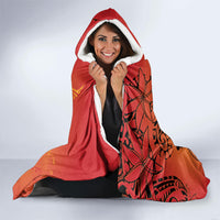 French Polynesia Manta Ray Tattoo Hooded Blanket Tahiti Hahalua Tiare Maori Gradient Style