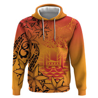 French Polynesia Manta Ray Tattoo Hoodie Tahiti Hahalua Tiare Maori Gradient Style
