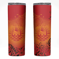 French Polynesia Manta Ray Tattoo Skinny Tumbler Tahiti Hahalua Tiare Maori Gradient Style