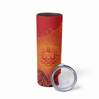 French Polynesia Manta Ray Tattoo Skinny Tumbler Tahiti Hahalua Tiare Maori Gradient Style