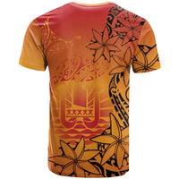 French Polynesia Manta Ray Tattoo T Shirt Tahiti Hahalua Tiare Maori Gradient Style