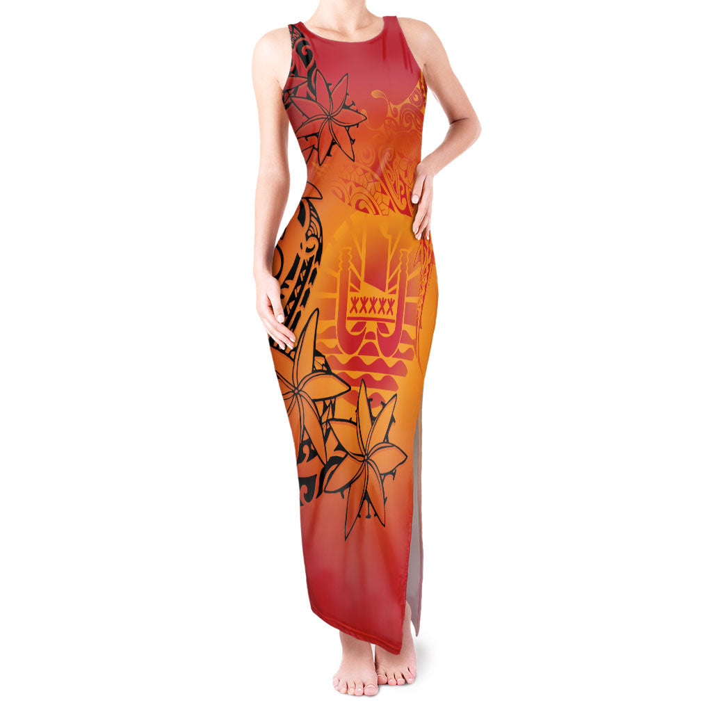 French Polynesia Manta Ray Tattoo Tank Maxi Dress Tahiti Hahalua Tiare Maori Gradient Style