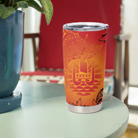 French Polynesia Manta Ray Tattoo Tumbler Cup Tahiti Hahalua Tiare Maori Gradient Style