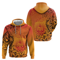 French Polynesia Manta Ray Tattoo Zip Hoodie Tahiti Hahalua Tiare Maori Gradient Style