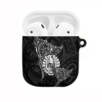 French Polynesia Manta Ray Tattoo AirPods Case Tahiti Hahalua Turtle Shark Black Color