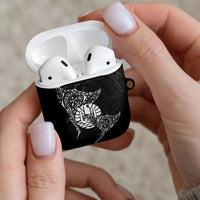 French Polynesia Manta Ray Tattoo AirPods Case Tahiti Hahalua Turtle Shark Black Color