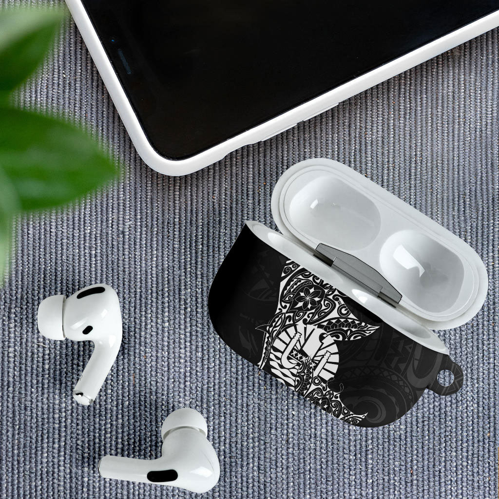 French Polynesia Manta Ray Tattoo AirPods Case Tahiti Hahalua Turtle Shark Black Color