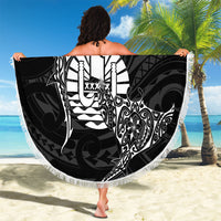 French Polynesia Manta Ray Tattoo Beach Blanket Tahiti Hahalua Turtle Shark Black Color