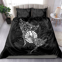 French Polynesia Manta Ray Tattoo Bedding Set Tahiti Hahalua Turtle Shark Black Color LT14 - Polynesian Pride