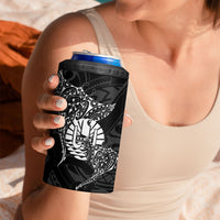 French Polynesia Manta Ray Tattoo 4 in 1 Can Cooler Tumbler Tahiti Hahalua Turtle Shark Black Color