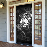 French Polynesia Manta Ray Tattoo Door Cover Tahiti Hahalua Turtle Shark Black Color